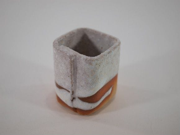 【信楽焼】【植木鉢】白掛合せ角ミニ　2号鉢