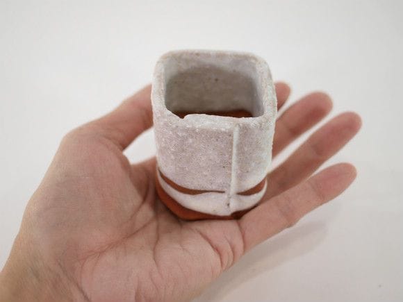 【信楽焼】【植木鉢】白掛合せ角ミニ　2号鉢