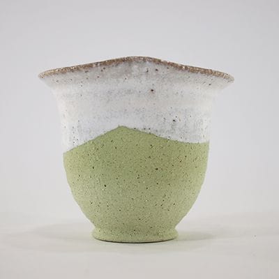 【信楽焼】【植木鉢】グリーン花型 3号鉢