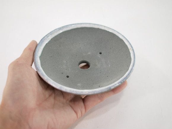 【信楽焼】【植木鉢】グレー浅丸 4号鉢