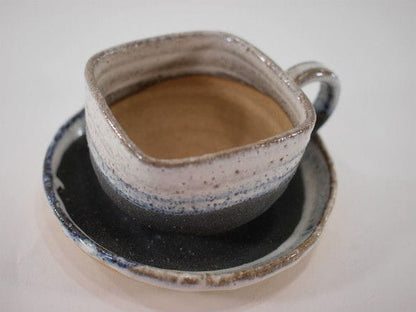【信楽焼】【植木鉢】黒泥四方コーヒー皿付(大) 3号鉢