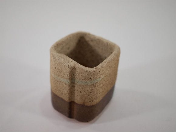 【信楽焼】【植木鉢】黄泥窯肌合せ角ミニ　2号鉢