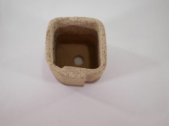 【信楽焼】【植木鉢】黄泥窯肌合せ角ミニ　2号鉢