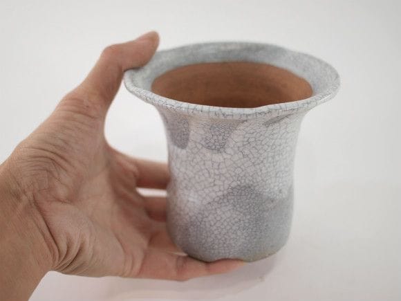 【信楽焼】【植木鉢】白マットセッコク鉢 3号鉢