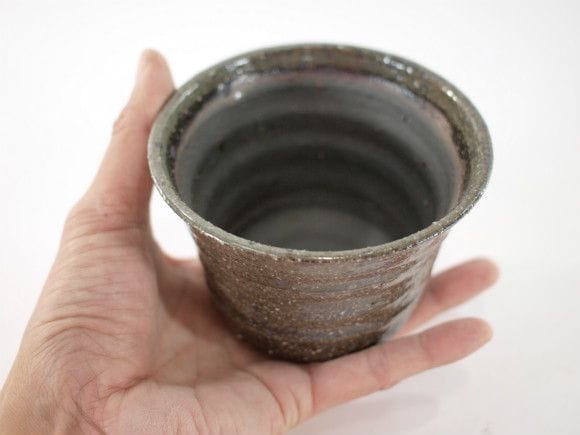 【信楽焼】【植木鉢】緑釉ソリ中深 3号鉢