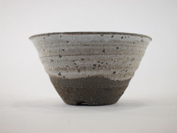 【信楽焼】【植木鉢】白釉掛分ソリ浅 4号鉢