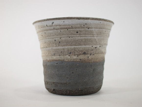 【信楽焼】【植木鉢】白釉掛分ソリ深 4号鉢