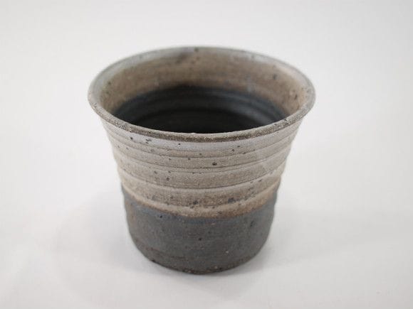 【信楽焼】【植木鉢】白釉掛分ソリ深 4号鉢