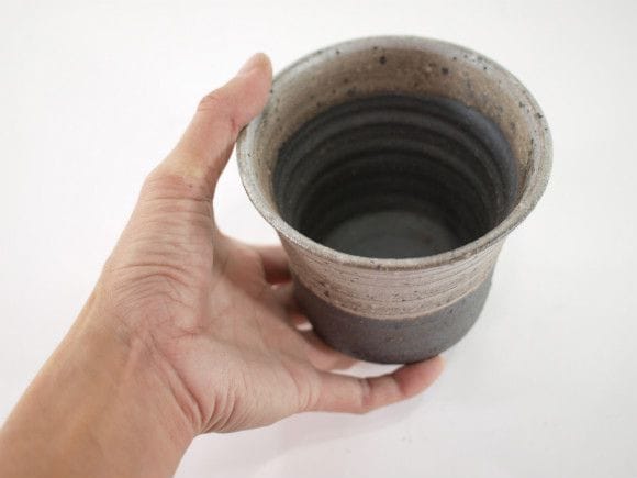 【信楽焼】【植木鉢】白釉掛分ソリ深 4号鉢