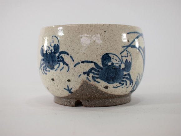 【信楽焼】【植木鉢】粉引絵付(カニ) 4号鉢
