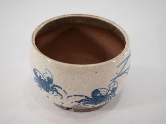 植木鉢】【陶器鉢】 粉引絵付(カニ) 3.5号鉢を販売｜盆栽妙