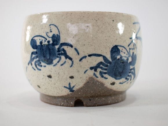 【信楽焼】【植木鉢】粉引絵付(カニ) 4号鉢