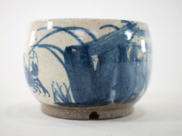 【信楽焼】【植木鉢】粉引絵付(カニ) 4号鉢
