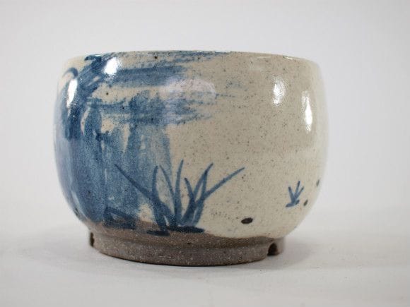 【信楽焼】【植木鉢】粉引絵付(カニ) 4号鉢