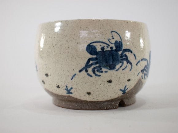 【信楽焼】【植木鉢】粉引絵付(カニ) 4号鉢