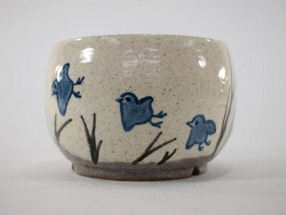 【信楽焼】【植木鉢】粉引絵付(千鳥) 4号鉢