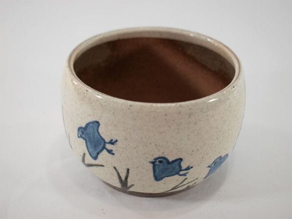 【信楽焼】【植木鉢】粉引絵付(千鳥) 4号鉢