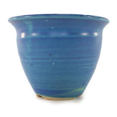 【信楽焼】【植木鉢】ブルー深丸　3.5号鉢