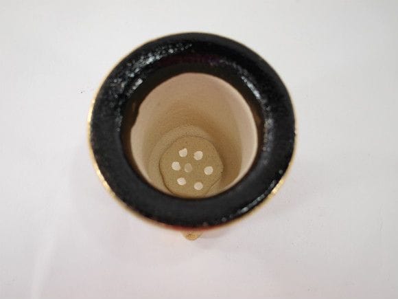 【信楽焼】【植木鉢】楽風フチ金オモト鉢 4号鉢