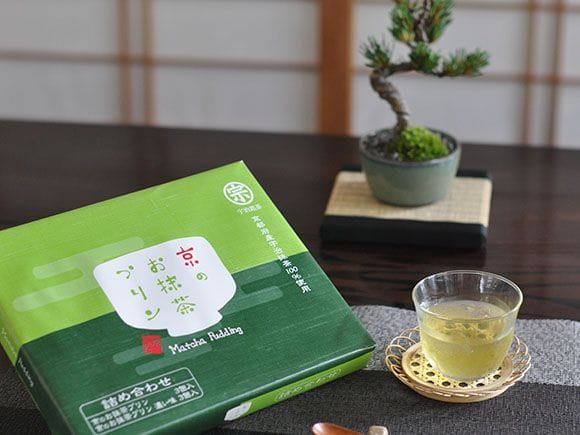 盆栽とお菓子のセット　ミニ五葉松とプリン詰め合わせ