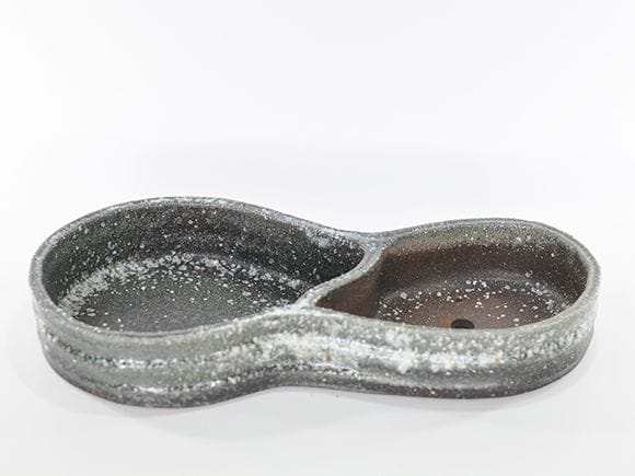【廃番】ミニビオトープ 鉢 水盤  白雪ひょうたん　15号　幅46cm×高7cm