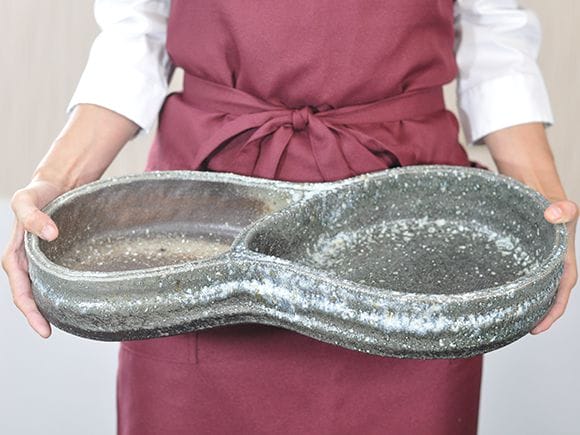 【廃番】ミニビオトープ 鉢 水盤  白雪ひょうたん　15号　幅46cm×高7cm