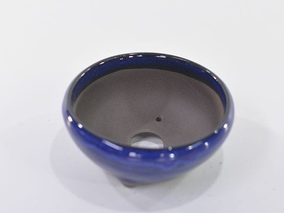 瀬戸焼【盆栽鉢】鉄鉢 青 3号