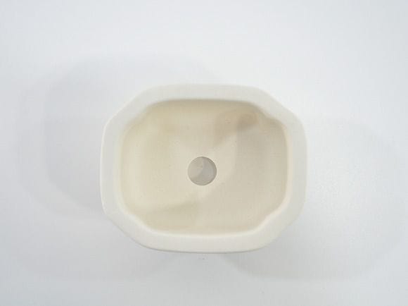 瀬戸焼【盆栽鉢】磁器 山水画 隅切り 3.6号