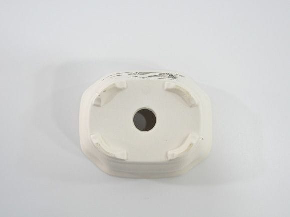 瀬戸焼【盆栽鉢】磁器 山水画 隅切り 3.6号