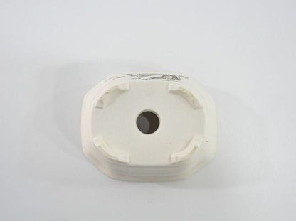 瀬戸焼【盆栽鉢】磁器 山水画 隅切り 3.6号
