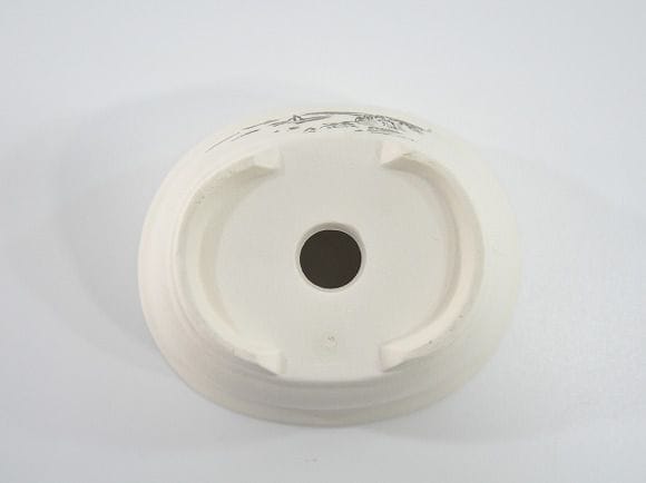 瀬戸焼【盆栽鉢】磁器 山水画 楕円 3.7号