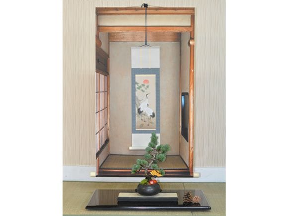 床の間タペストリーと掛け軸台コンパクトセット tenjitape001.jpg