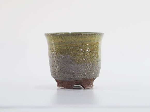 【美郷焼】【植木鉢】フチ丸寸胴 緑 3号