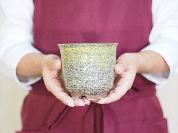 【美郷焼】【植木鉢】フチ丸寸胴 緑 3号