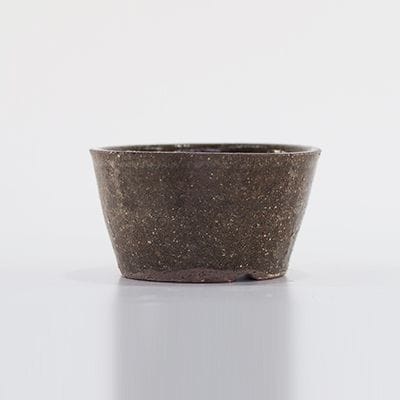 【美郷焼】【山野草鉢】ソリ鉢 茶 4号