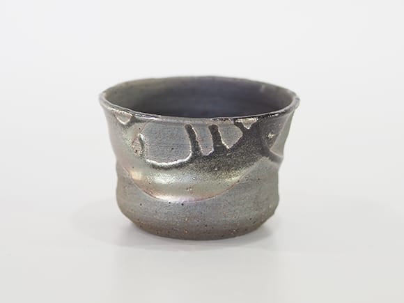 【山野草鉢】鉄釉 ソリ浅 3号 幅10.5cm×高さ7cm