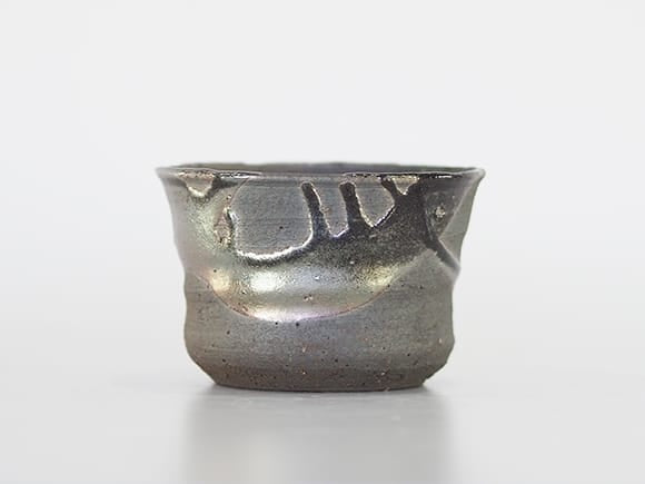 【山野草鉢】鉄釉 ソリ浅 3号 幅10.5cm×高さ7cm