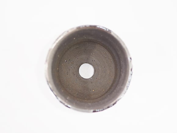 【山野草鉢】鉄釉 ソリ浅 3号 幅10.5cm×高さ7cm