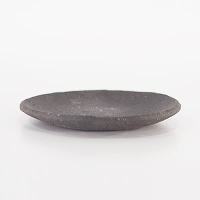 【山野草鉢】黒いぶし手作り 丸皿 4.5号 幅15cm×高さ2cm