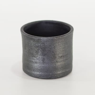 【作家鉢】村上直子作 信楽焼 モダン鉢 黒 幅7.5cm×高さ6.5cm