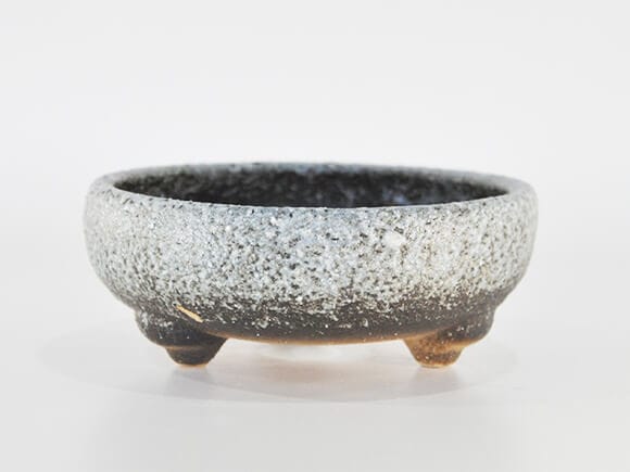 鉄鉢 白雪 【盆栽鉢】【6号】【信楽焼】幅18.5cm×高さ7.5cm