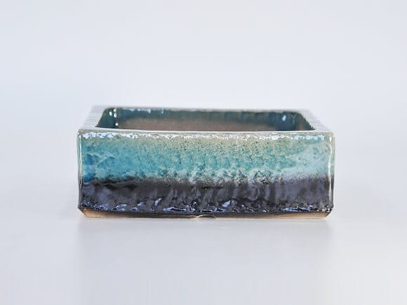 作家鉢 登山 ブルーガラス 正方形15cm×15cm【5号】【山野草鉢