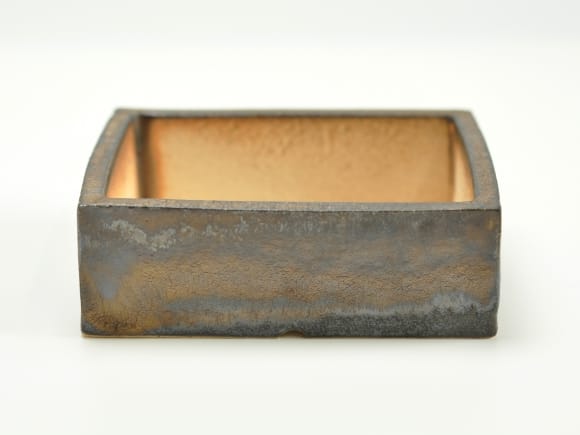 金彩 長方形【4号】【山野草鉢】鉢幅約12cm×奥行約10cm×高さ約4cm