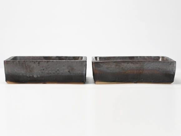 常滑焼 時代鉢 和泉屋製陶所 銭号磨製 紫泥 切立長方鉢 39cm