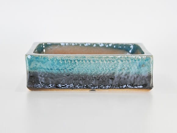作家鉢 登山 ブルーガラス 長方形18cm×14cm【6号】【山野草鉢】を販売