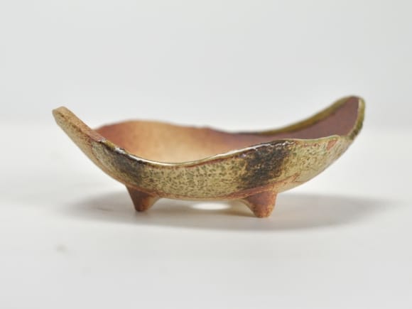 万古焼 茶オリベ 5号 木の葉 幅約16cm×奥行約13cm×高さ約5cm