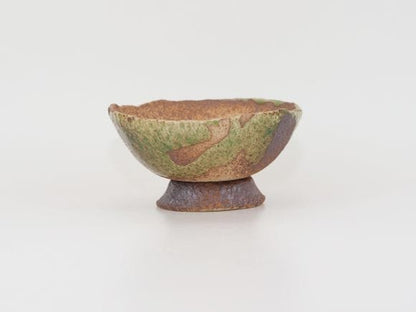 万古焼 茶オリベ 4.5号 丸台付 幅13.5cm×高さ7cm