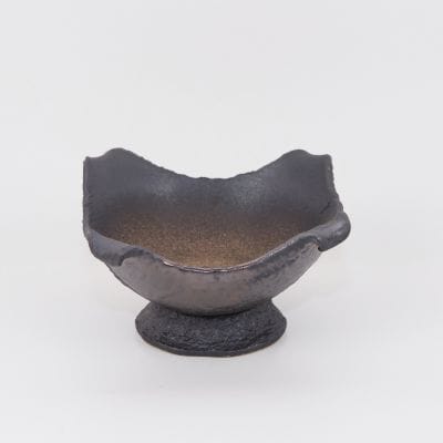 万古焼 黒金 5号 正角台付 幅15cm×高さ8cm