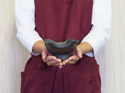 万古焼 黒金 5号 正角台付 幅15cm×高さ8cm