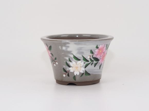 九谷焼盆栽鉢 盆栽鉢 九谷焼 手書き桜 4号 幅12.5cm×高さ7.8cmを販売｜盆栽妙